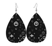 Orecchini in pelle a forma di lacrima con motivo universo bianco e nero - texture leggera di lusso, adatti per l'uso quotidiano, orecchini per feste e appuntamenti, Misura unica, Pelle sintetica