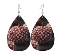 Orecchini in pelle a forma di lacrima con stampa litchi ricoperti di diamanti | Design di fascia alta, orecchini di lusso leggeri