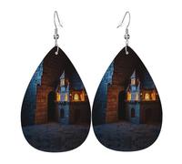 Orecchini in pelle a forma di lacrima stampata, design di fascia alta, orecchini di lusso leggeri