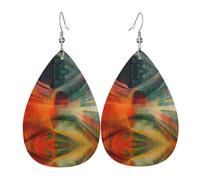 Orecchini in pelle a forma di lacrima stampati a tunnel con griglia | Design di fascia alta, orecchini di lusso leggeri