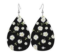 Orecchini in pelle a forma di margherita per donne, orecchini a goccia in pelle, set regalo di compleanno per Natale