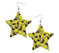 Orecchini in pelle a forma di stella a forma di anatra di gomma gialla Orecchini pendenti semplici da donna per lei
