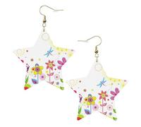 Orecchini in pelle a forma di stella, a forma di farfalla, libellula, fiori, accessori alla moda, leggeri, festival, feste, vita quotidiana, One Size, Pelle, Non pietra preziosa