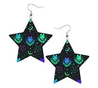 Orecchini in pelle a forma di stella a forma di pentagramma di capra mistica Orecchini pendenti semplici da donna per lei