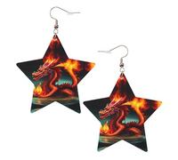 Orecchini in pelle a forma di stella alla moda, perfetti per decorazioni per feste o regali. Il re drago in bianco fuoco, One Size, PVC Rame Argento, Nessuna pietra preziosa