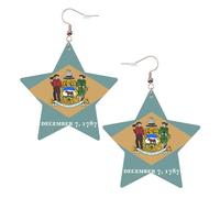 Orecchini in pelle a forma di stella con bandiera del Delaware, accessori alla moda, leggeri, per festival, feste, vita quotidiana, One Size, Pelle, Non pietra preziosa