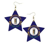 Orecchini in pelle a forma di stella con bandiera del Kentucky, accessori alla moda, leggeri, festival, feste, vita quotidiana, One Size, Pelle, Non pietra preziosa