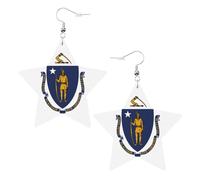 Orecchini in pelle a forma di stella con bandiera del Massachusetts, accessori alla moda, leggeri, per festival, feste, vita quotidiana, One Size, Pelle, Non pietra preziosa
