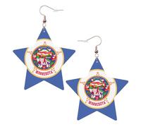 Orecchini in pelle a forma di stella con bandiera del Minnesota, accessori alla moda, leggeri, per festival, feste, vita quotidiana, One Size, Pelle, Non pietra preziosa
