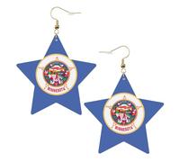 Orecchini in pelle a forma di stella con bandiera del Minnesota, accessori alla moda, leggeri, per festival, feste, vita quotidiana, One Size, Pelle, Non pietra preziosa