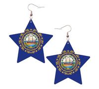 Orecchini in pelle a forma di stella con bandiera del New Hampshire, accessori alla moda, leggeri, festival, feste, vita quotidiana, One Size, Pelle, Non pietra preziosa