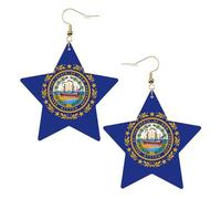 Orecchini in pelle a forma di stella con bandiera del New Hampshire, accessori alla moda, leggeri, festival, feste, vita quotidiana, One Size, Pelle, Non pietra preziosa