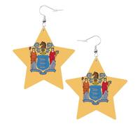 Orecchini in pelle a forma di stella con bandiera del New Jersey, accessori alla moda, leggeri, festival, feste, vita quotidiana, One Size, Pelle, Non pietra preziosa