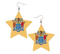 Orecchini in pelle a forma di stella con bandiera del New Jersey, accessori alla moda, leggeri, festival, feste, vita quotidiana, One Size, Pelle, Non pietra preziosa