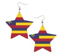 Orecchini in pelle a forma di stella con bandiera del Regno delle Hawaii, accessori alla moda, leggeri, per festival, feste, vita quotidiana, One Size, Pelle, Non pietra preziosa