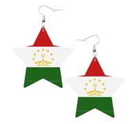 Orecchini in pelle a forma di stella con bandiera del Tagikistan, accessori alla moda, leggeri, festival, feste, vita quotidiana, One Size, Pelle, Non pietra preziosa