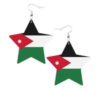 Orecchini in pelle a forma di stella con bandiera della Giordania, accessori alla moda, leggeri, per festival, feste, vita quotidiana, One Size, Pelle, Non pietra preziosa