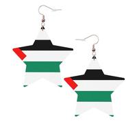 Orecchini in pelle a forma di stella con bandiera della Palestina, accessori alla moda, leggeri, festival, feste, vita quotidiana, One Size, Pelle, Non pietra preziosa