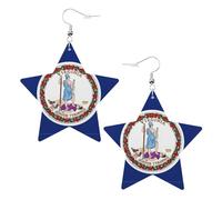 Orecchini in pelle a forma di stella con bandiera della Virginia, accessori alla moda, leggeri, festival, feste, vita quotidiana, One Size, Pelle, Non pietra preziosa