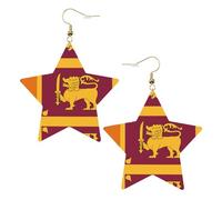 Orecchini in pelle a forma di stella con bandiera dello Sri Lanka, accessori alla moda, leggeri, per festival, feste, vita quotidiana, One Size, Pelle, Non pietra preziosa