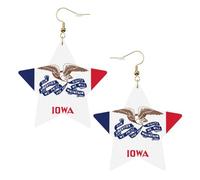Orecchini in pelle a forma di stella con bandiera dello Stato dell'Iowa, accessori alla moda, leggeri, per festival, feste, vita quotidiana, One Size, Pelle, Non pietra preziosa