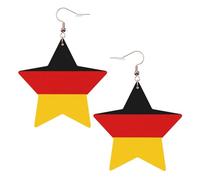 Orecchini in pelle a forma di stella con bandiera tedesca, accessori alla moda, leggeri, festival, feste, vita quotidiana, One Size, Pelle, Non pietra preziosa