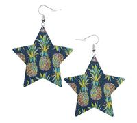 Orecchini in pelle a forma di stella con frutta tropicale, ananas, accessori alla moda, leggeri, festival, feste, vita quotidiana, One Size, Pelle, Non pietra preziosa