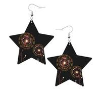Orecchini in pelle a forma di stella con stampa a forma di dente di leone stellato, accessori leggeri ed eleganti per feste, balli e vita quotidiana.