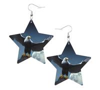 Orecchini in pelle a forma di stella con stampa aquila sotto le stelle, accessori leggeri ed eleganti per feste, balli e vita quotidiana.