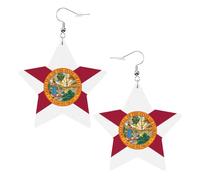Orecchini in pelle a forma di stella con stampa bandiera della Florida, accessori leggeri ed eleganti per feste, balli e vita quotidiana.