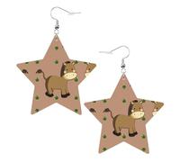 Orecchini in pelle a forma di stella con stampa di asini, accessori leggeri ed eleganti per feste, balli e vita quotidiana.