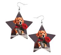 Orecchini in pelle a forma di stella con stampa di cane da gentiluomo, accessori leggeri ed eleganti per feste, balli e vita quotidiana.