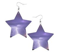 Orecchini in pelle a forma di stella con stampa fulmini tempesta, accessori leggeri ed eleganti per feste, balli e vita quotidiana.
