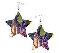 Orecchini in pelle a forma di stella con stampa uva del deserto, accessori leggeri ed eleganti per feste, balli e vita quotidiana.