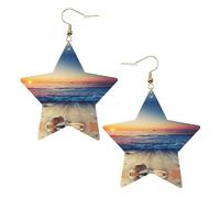 Orecchini in pelle a forma di stella con vista sul tramonto sulla spiaggia accessori alla moda leggeri festival feste vita quotidiana, One Size, Pelle, Non pietra preziosa