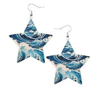 Orecchini in pelle a forma di stella in stile Ukiyo-e, leggeri ed eleganti, accessori per feste, balli e vita quotidiana.