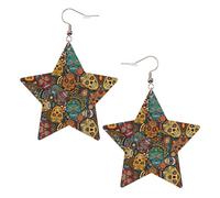 Orecchini in pelle a forma di stella in stile zucchero e teschi, accessori alla moda, leggeri, festival, feste, vita quotidiana, One Size, Pelle, Non pietra preziosa