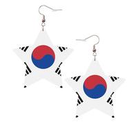 Orecchini in pelle a forma di stella, perfetti per decorazioni o regali di festa. Bandiera della Repubblica di Corea bianca, One Size, PVC Rame Argento, Nessuna pietra preziosa