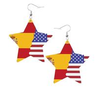 Orecchini in pelle a forma di stella, perfetti per decorazioni o regali di festa. Bandiera della Spagna americana bianca, One Size, Cloruro di polivinile rame argento, Nessuna pietra preziosa
