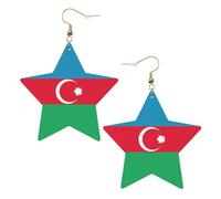 Orecchini in pelle a forma di stella, perfetti per decorazioni o regali di festa. Bandiera dell'Azerbaigian bianca, One Size, Cloruro di polivinile rame argento, Nessuna pietra preziosa