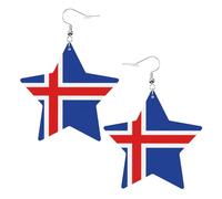 Orecchini in pelle a forma di stella, perfetti per decorazioni o regali di festa. Bandiera dell'Islanda bianca, One Size, Cloruro di polivinile rame argento, Nessuna pietra preziosa