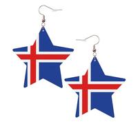 Orecchini in pelle a forma di stella, perfetti per decorazioni o regali di festa. Bandiera dell'Islanda bianca, One Size, Cloruro di polivinile rame argento, Nessuna pietra preziosa