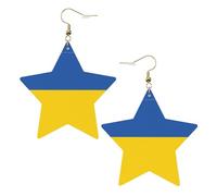 Orecchini in pelle a forma di stella, perfetti per decorazioni o regali di festa. Bandiera dell'Ucraina bianca, One Size, Cloruro di polivinile rame argento, Nessuna pietra preziosa