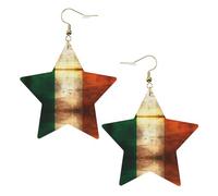 Orecchini in pelle a forma di stella, perfetti per decorazioni o regali per feste di festa. Bandiera irlandese retrò bianca, One Size, Cloruro di polivinile rame argento, Nessuna pietra preziosa