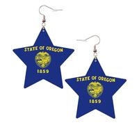 Orecchini in pelle a forma di stella, perfetti per decorazioni per feste o regali. Bandiera dell'Oregon bianca, One Size, Cloruro di polivinile rame argento, Nessuna pietra preziosa