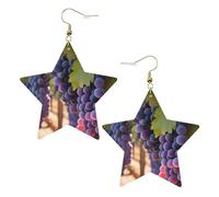 Orecchini in pelle a forma di stella, perfetti per decorazioni per feste o regali. Uva del deserto bianca, One Size, PVC Rame Argento, Nessuna pietra preziosa