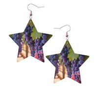 Orecchini in pelle a forma di stella, perfetti per decorazioni per feste o regali. Uva del deserto bianca, One Size, Cloruro di polivinile rame argento, Nessuna pietra preziosa