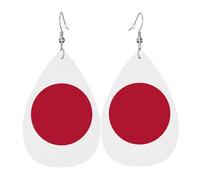 Orecchini in pelle a goccia con bandiera giapponese, accessori da donna, orecchini versatili adatti per pendolari e viaggi.