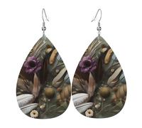 Orecchini in pelle a goccia con fiore di piuma, accessori da donna, orecchini versatili adatti per pendolari e viaggi.