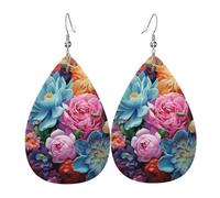 Orecchini in pelle a goccia con fiori dai colori vivaci, accessori da donna, orecchini versatili adatti per pendolari e viaggi.